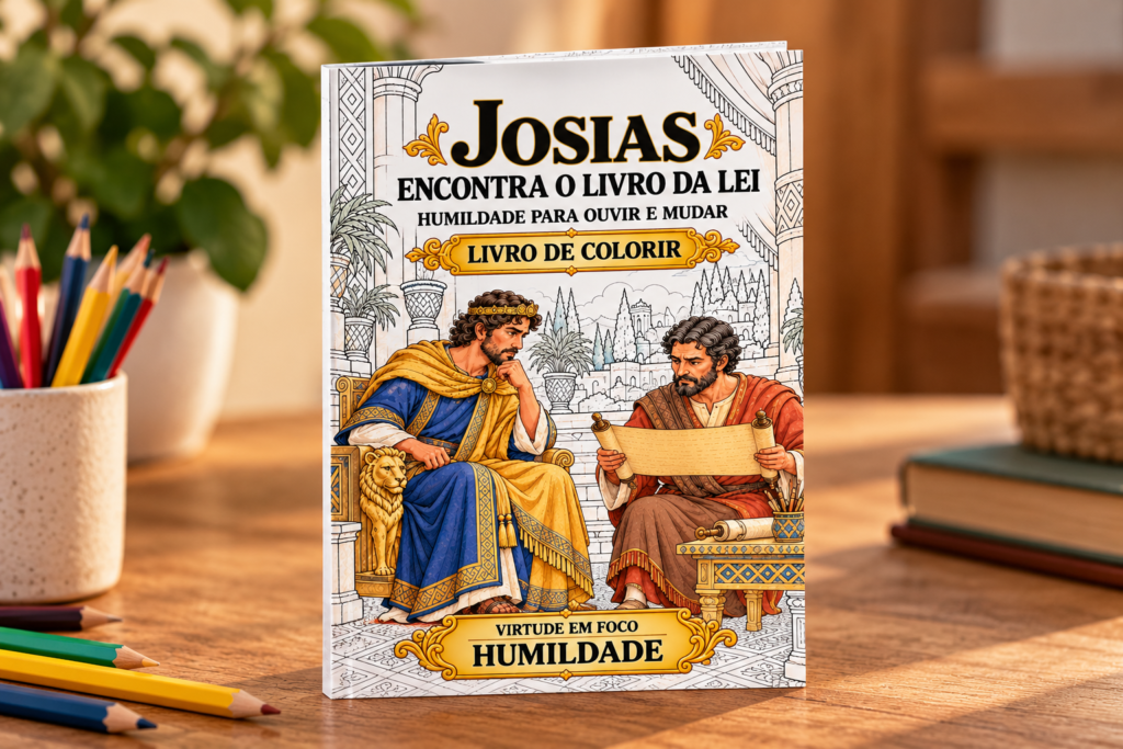 Livro de colorir bíblico infantil Josias encontra o Livro da Lei – Conhecendo Kids