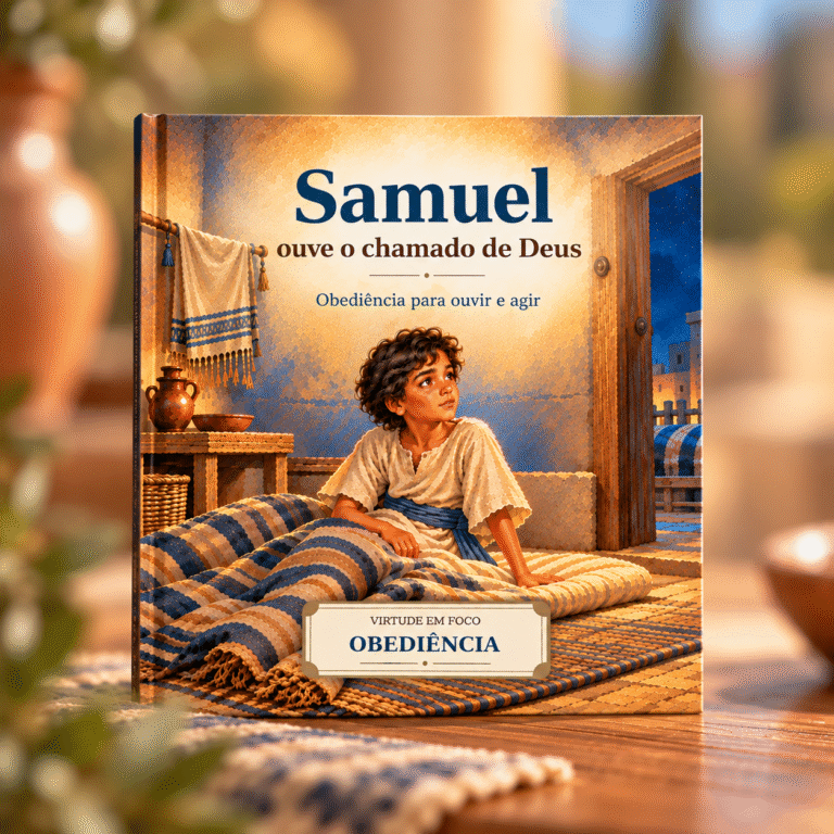 Capa do livro Samuel Ouve o Chamado de Deus, da coleção Virtude em Foco — Obediência. Samuel em pdf para imprimir