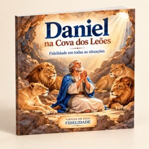 Representação do livro Daniel na Cova dos Leões após impressão e encadernação. Daniel na Cova dos Leões para imprimir