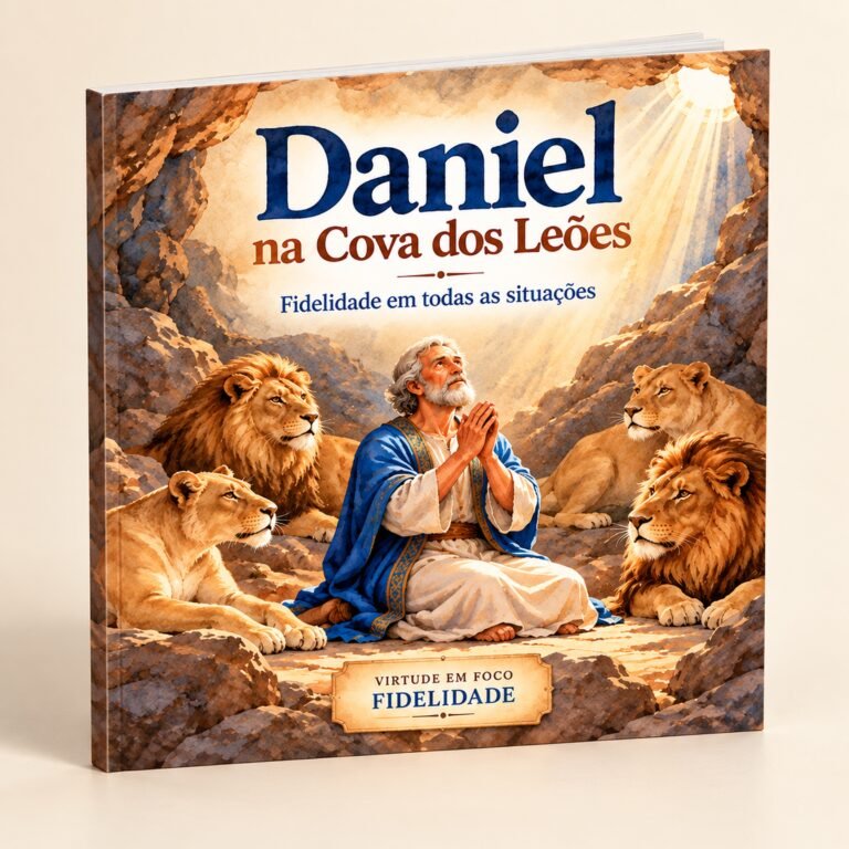 Representação do livro Daniel na Cova dos Leões após impressão e encadernação. Daniel na Cova dos Leões para imprimir