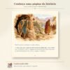 Página ilustrada com Davi erguendo um pedaço do manto diante de Saul e o texto da conversa.